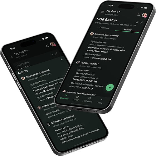RoadOps activity feed and change log