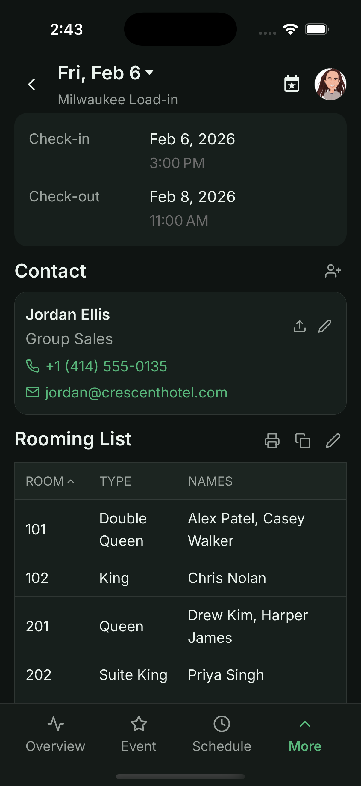RoadOps lodging and rooming list management