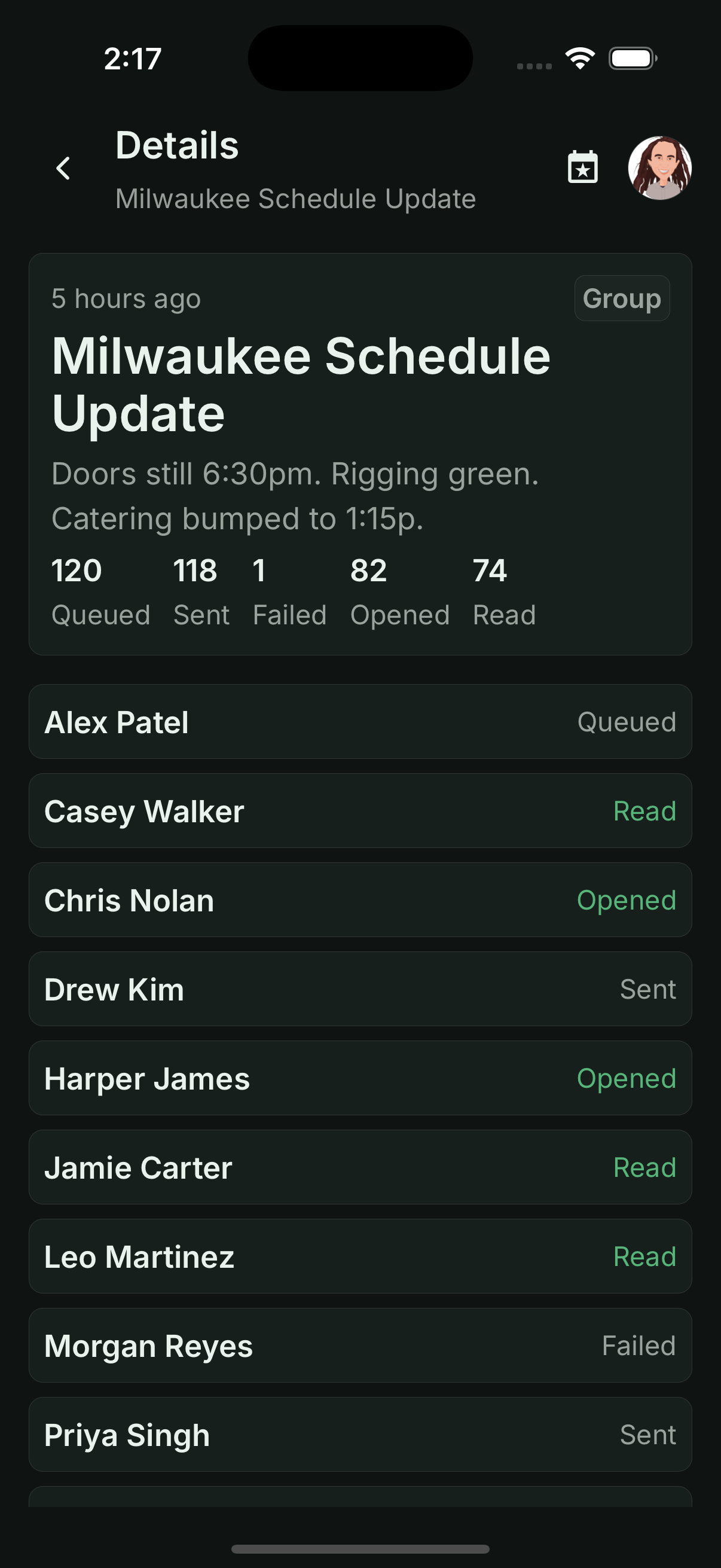 RoadOps push notifications